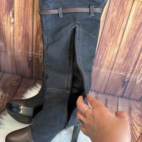 Women’s Sexy Denim Over the Knee Stiletto Heel Boots Size 8 - Picture 8 of 13